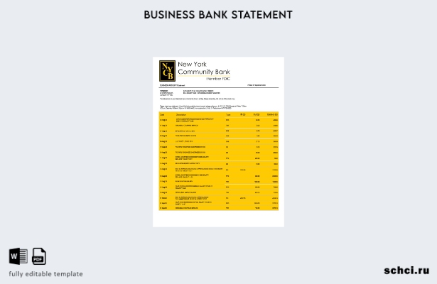 цифровая загрузка выписки по счету предприятия New York Community Bancorp Шаблон